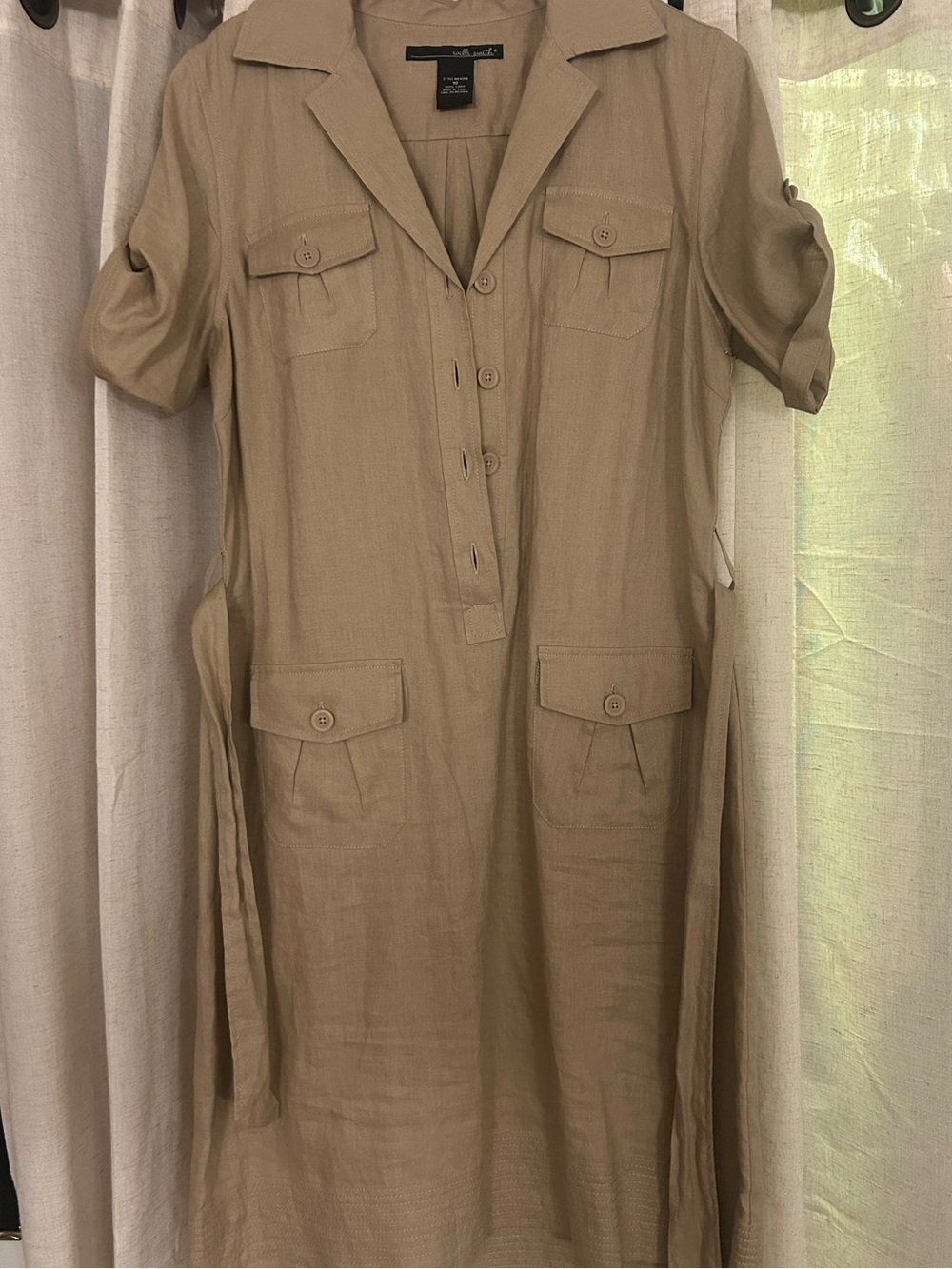 Willi Smith Tan Button-Front Utility Dress